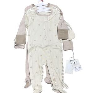 Cloud Island Cream and Tan Footed One Piece 010